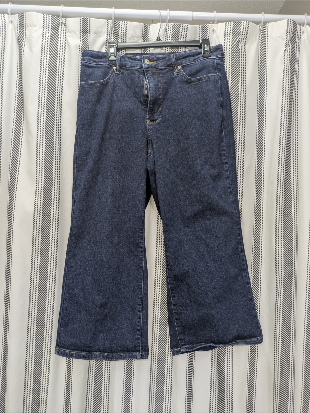 Classic Wide-Leg Women's Trouser Jeans Cropped — Dark Blue